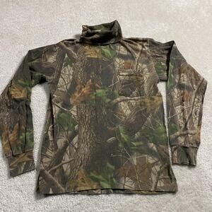 VTG RedHead Shirt Mens M Brown Camo Realtree Turtleneck Long Sleeve USA Hunting